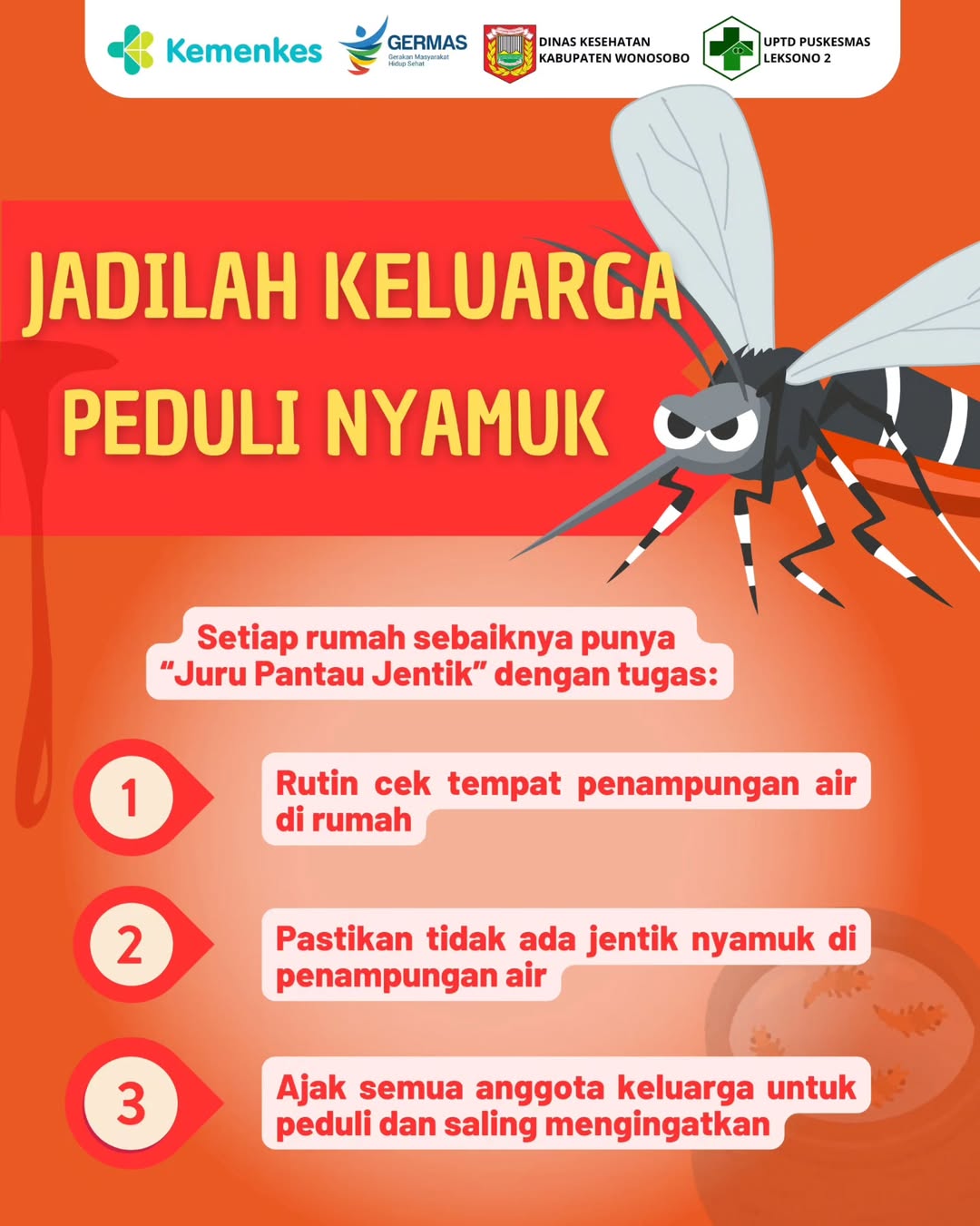 Gambar edukasi mencegah nyamuk berkembang biak